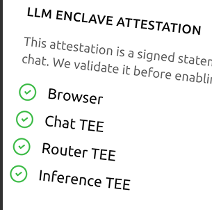 Illustration of live attestation checks for confidential AI.
