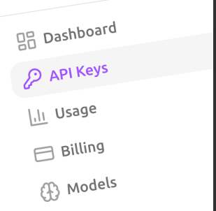 API key management artwork for the Inference API product page.